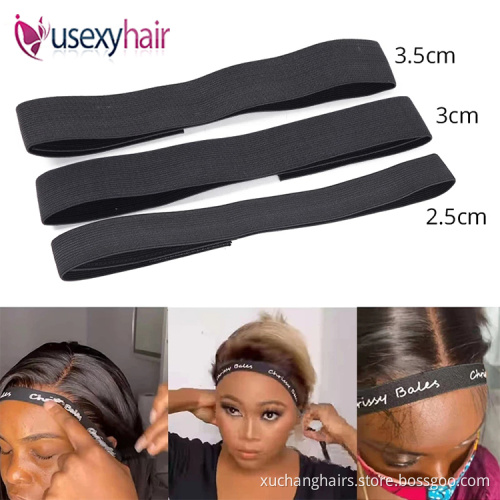 Customized hair ties elastic hair bands adjustable elastic wig band melt band for lace wigs